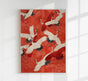 Red Cranes in Kimono Poster – Japanische Kunstdrucke handgefertigt Berlin