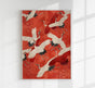 Red Cranes in Kimono Poster – Japanese Art Prints Handmade Berlin