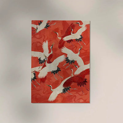 Red Cranes in Kimono Poster – Japanische Kunstdrucke handgefertigt Berlin