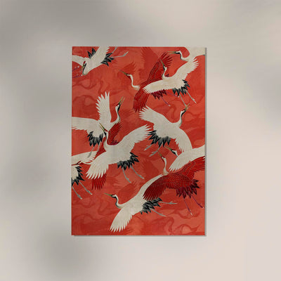 Red Cranes in Kimono Poster – Japanese Art Prints Handmade Berlin