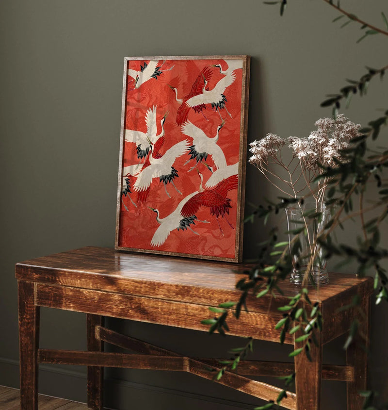 Red Cranes in Kimono Poster – Japanische Kunstdrucke handgefertigt Berlin — Ansicht 2