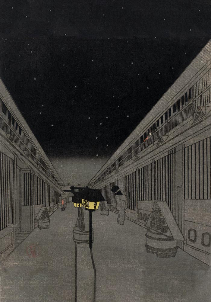 Yoshiwara by Night by Kunisada – Japanischer Farbholzschnitt Kunstdruck auf Leinwand — Ansicht 3