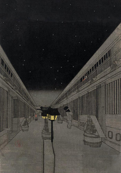 Yoshiwara by Night by Kunisada - Japanese Woodblock Print Art Print on Canvas