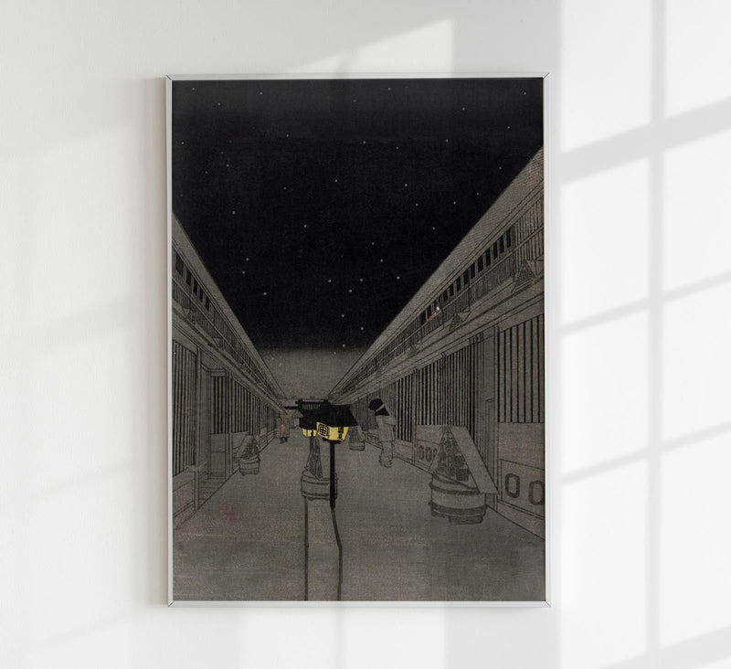 Yoshiwara by Night by Kunisada – Japanischer Farbholzschnitt Kunstdruck auf Leinwand — Patroa Studio