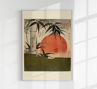 Bamboo and rising sun by Utagawa Kunimaru Poster