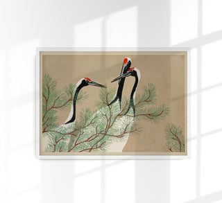 Cranes from Momoyogusa – Fine Art Print | Japanische Kunstposter | Elegante Kranichstudie
