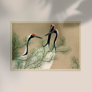 Cranes from Momoyogusa – Fine Art Print | Japanische Kunstposter | Elegante Kranichstudie