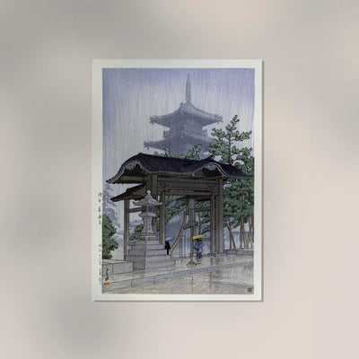 The Zensetsu Temple in Sanshu - Hasui Poster | Fine Art Print | Japanese Landscape Art