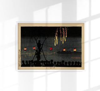 Fireworks at Ikenohata by Kobayashi Kyochika Poster – Art Print