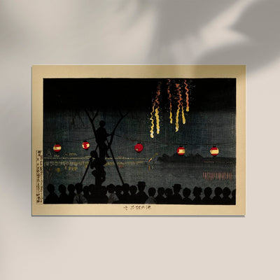 Fireworks at Ikenohata by Kobayashi Kyochika Poster – Art Print