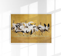 Golden Japanese Cranes – Fine Art Print UV-Resistant Canvas — Ansicht 1