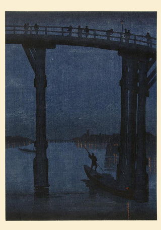 Boat under the bridge at night Poster – Fine Art Print | Nocturne | Coastal