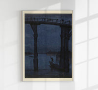Boat under the bridge at night Poster – Fine Art Print | Nocturne | Coastal — Ansicht 1