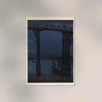 Boat under the Bridge at Night Poster – Fine Art Print | Nocturne | Coastal