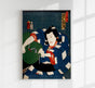 Japanese Actor with Blue Kimono by Toyohara Kunichika – Kunstdruck