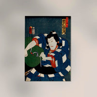 Japanese Actor with Blue Kimono by Toyohara Kunichika – Kunstdruck — Ansicht 2