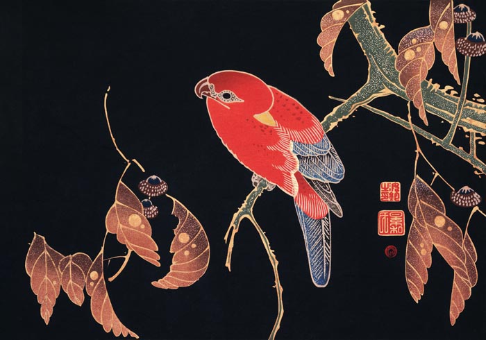Red Parrot on the Branch – Ito Jakuchu Fine Art Print | Japanische Kunst — Ansicht 3