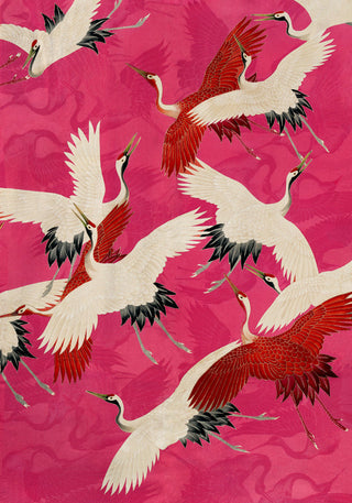 Pink Cranes in Kimono Poster – Japanisches Design | Fine Art Print | UV-beständig