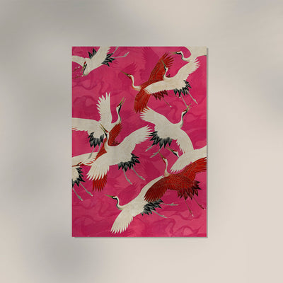 Pink Cranes in Kimono Poster – Japanisches Design Fine Art Print UV-beständig