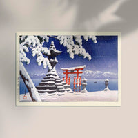 Snow at Itsukushima by Hasui – Japanischer Holzschnitt Winterlandschaft Fine Art Poster — Ansicht 2