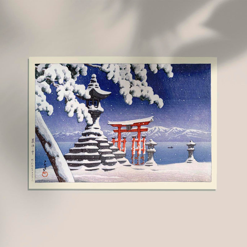 Snow at Itsukushima by Hasui – Japanischer Holzschnitt Winterlandschaft Fine Art Poster — Ansicht 2