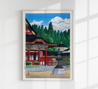 Red Temple by Hasui – Fine Art Print | Japanische Landschaftskunst | Atelierdruck Berlin