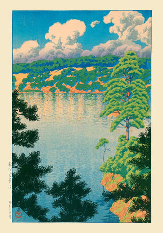 Akisu Lake – Hasui Kawase | Shin-Hanga Holzschnitt | Japanische Landschaft