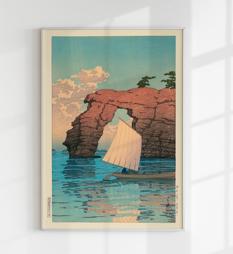 Zaimoku Island in Matsushima by Hasui – Japanischer Holzschnitt Fine Art Print UV-beständig — Patroa Studio