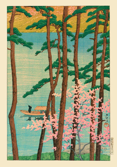 Spring in Arashiyama by Hasui – Japanische Frühlingslandschaft Fine Art Poster