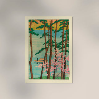 Spring in Arashiyama by Hasui – Japanische Frühlingslandschaft | Kirschblüten | Fine Art Poster