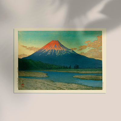 Mount Fuji Fujikawa by Hasui Poster – Japanese Woodblock Print Shin-Hanga Fine Art