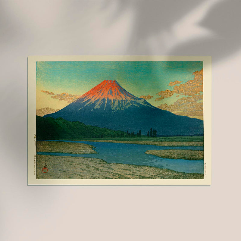 Mount Fuji Fujikawa by Hasui Poster – Japanese Woodblock Print Shin-Hanga Fine Art — Ansicht 3