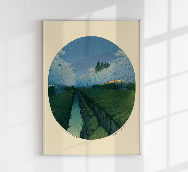 Cherry Blossoms in the Night by Hasui – Shin-hanga Art Print Fine Art Poster — Patroa Studio