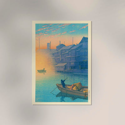 Morning at Dotonbori in Osaka – Hasui Print Fine Art Poster UV-beständig