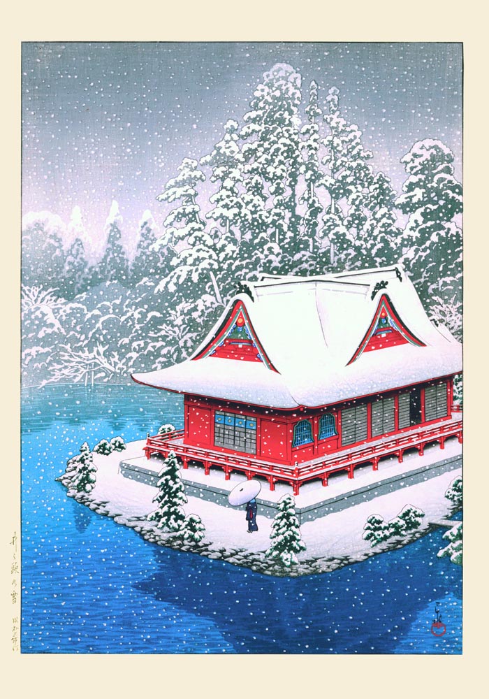 Snow at Inokashira – Fine Art Print Japanische Holzschnittkunst Hasui Kawase — Ansicht 3