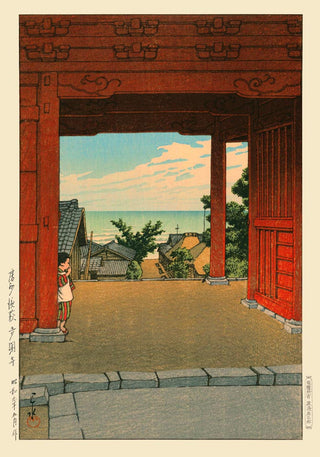 Tamon Temple at Hamahagi by Hasui – Japanische Kunst | Fine Art Print | UV-resistent