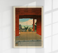 Tamon Temple at Hamahagi by Hasui – Japanische Kunst Fine Art Print UV-resistent — Ansicht 1