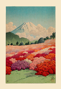 „View of an Azalea Garden and Mt Fuji“ von Hasui – japanischer Kunstdruck — Ansicht 4