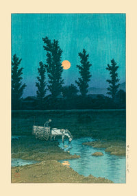 Evening Moon at Nakanoshima, Sapporo Art Print by Kawase Hasui – Wandbild Japanische Landschaft — Ansicht 3