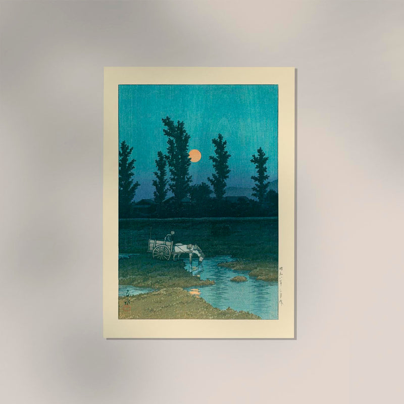 Evening Moon at Nakanoshima, Sapporo Art Print by Kawase Hasui – Wandbild Japanische Landschaft — Ansicht 2