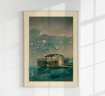 Shuzenji in Rain – Kawase Hasui Kunstdruck | Japanische Holzschnittkunst | UV-beständig