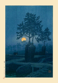 Full Moon At Gamo Art Print by Kawase Hasui – Japanese Moonlight Landscape | Fine Art Print | Canvas — Ansicht 3