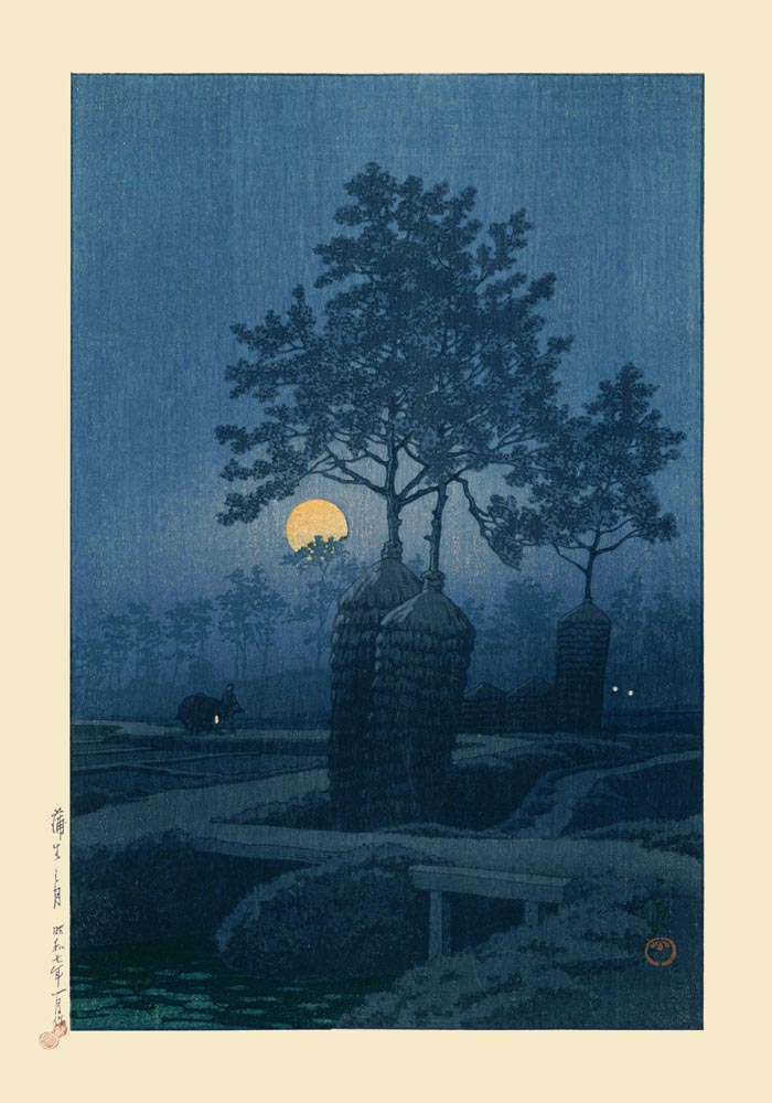 Full Moon At Gamo Art Print by Kawase Hasui – Japanese Moonlight Landscape | Fine Art Print | Canvas — Ansicht 3