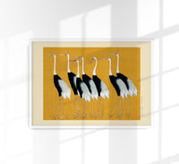 7 Yellow Japanese Red Crown Crane with Borders – Fine Art Print by Ogata Korin — Ansicht 1