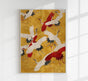 Red Cranes in Gold Yellow Kimono Poster – Fine Art Print Japanese Design