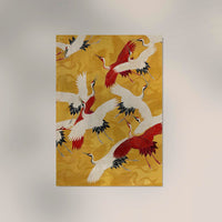 Red Cranes in Gold Yellow Kimono Poster – Fine Art Print Japanese Design — Ansicht 3