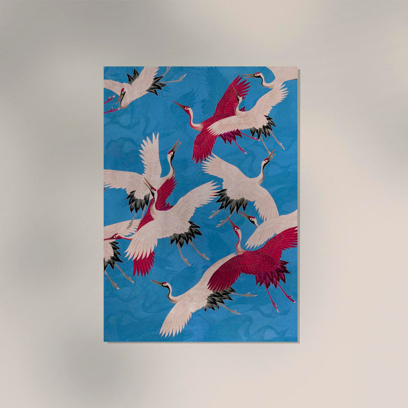 Pink Cranes in Blue Kimono Poster – Japanische Kunst Fine Art Print UV-beständig — Ansicht 3