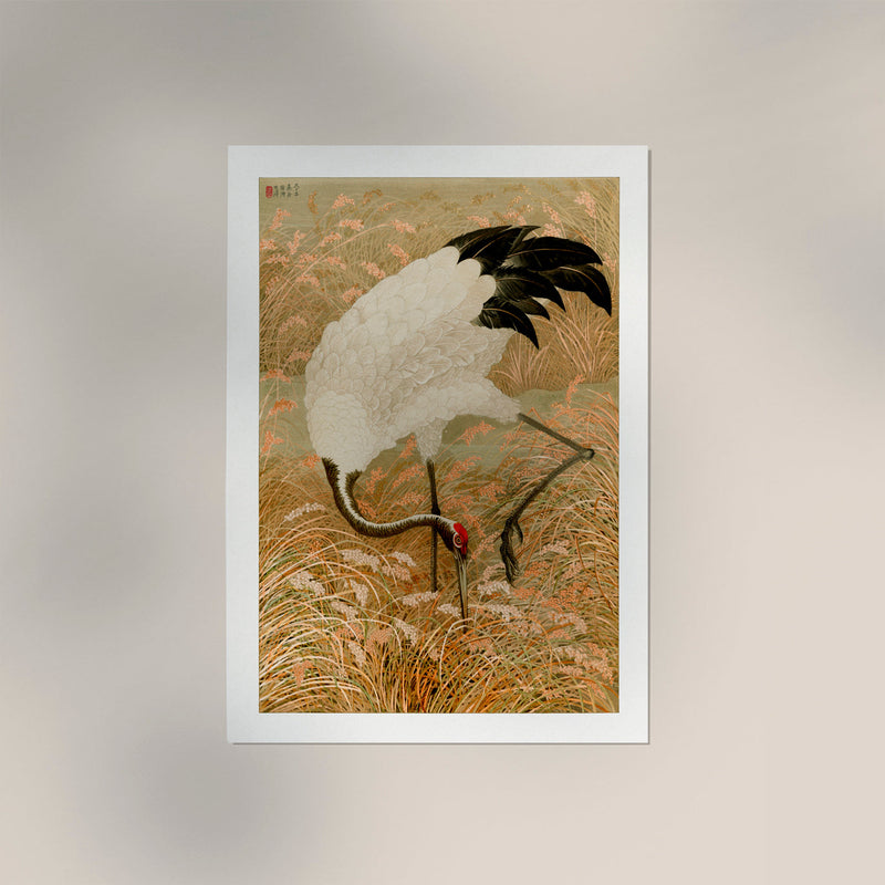 Sarus Crane in Rice Field – Fine Art Print | Japanische Kunst | UV-beständig — Ansicht 3