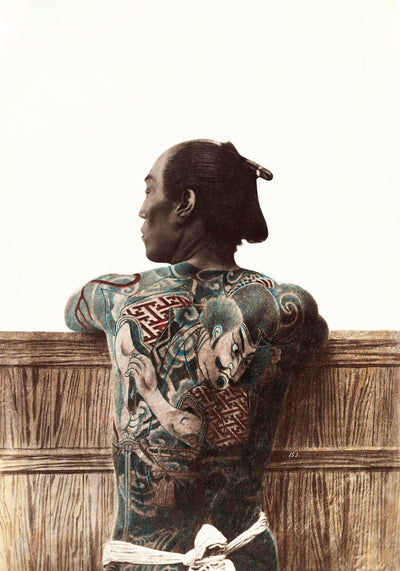 Japanese man with tattoo by Kimbei – Vintage Photography Poster