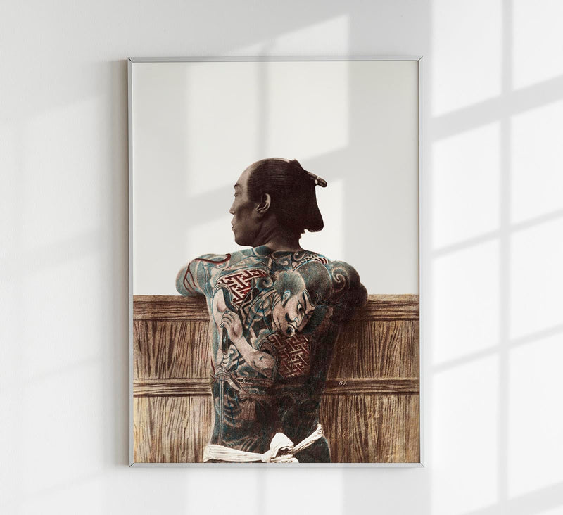 Japanese man with tattoo by Kimbei – Vintage Photography Poster — Patroa Studio